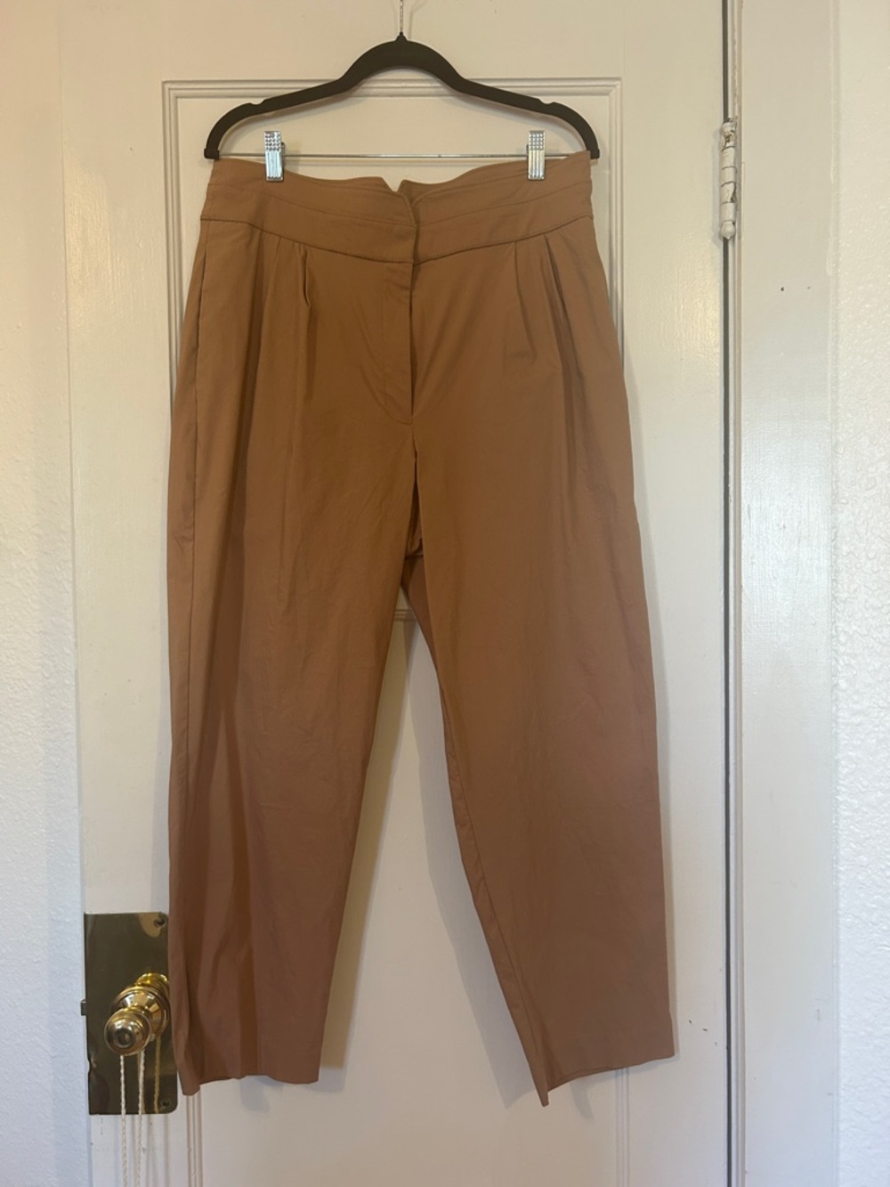 Express High-Waist Pleated Crop Pants - Tan